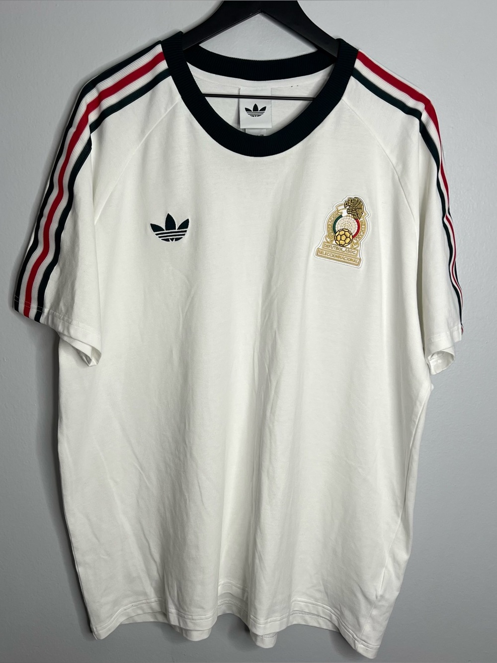 Adidas Originals Mexico National Team 3 Stripes T Shirt Mens XXL White